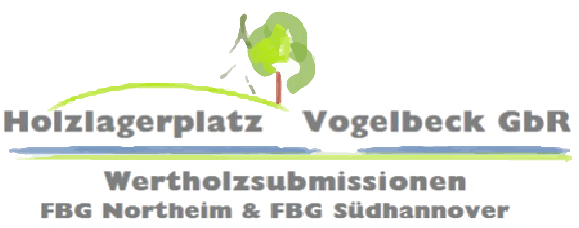 Logo Holzlagerplatz Vogelbeck GbR. Wertholzsubmissionen FBG Northeim und FBG Südhannover.